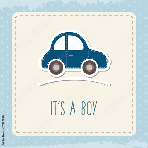 Baby boy car card. It's a boy. Greeting cad for baby.