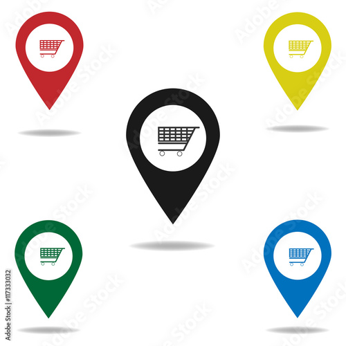 Map pointer with shopping icon