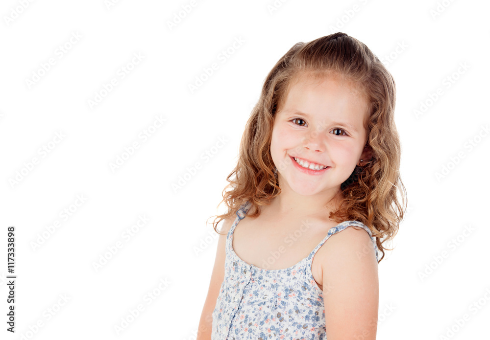 Smiling pretty little girl with curly hai Smiling pretty little girl with curly hai