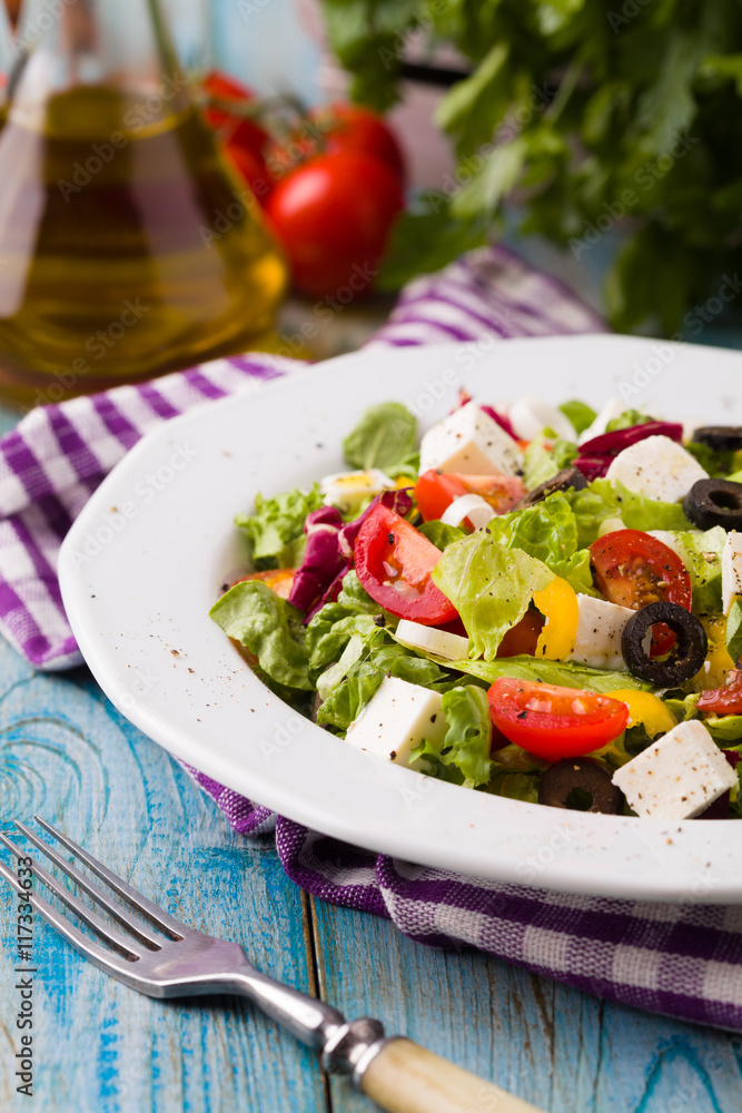 Fresh Greek salad on a plate Fresh Greek salad on a plate