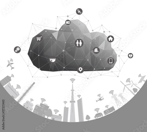 CPS(Cyber Physical System) conceptual abstract image visual, Cloud Computing, Internet of Things