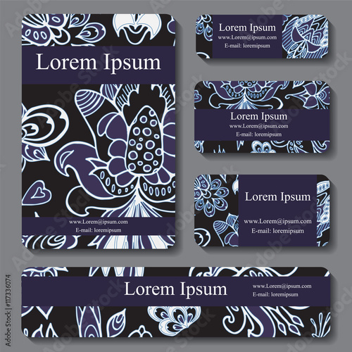 Stock vectorset of template with floral ornament,oriental design