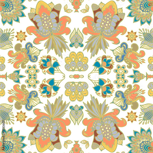 stock vector abstract seamless  pattern. orient floral ornament