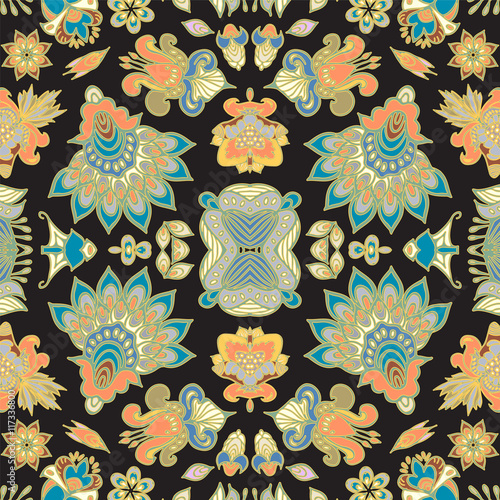 stock vector abstract seamless  pattern. orient floral ornament