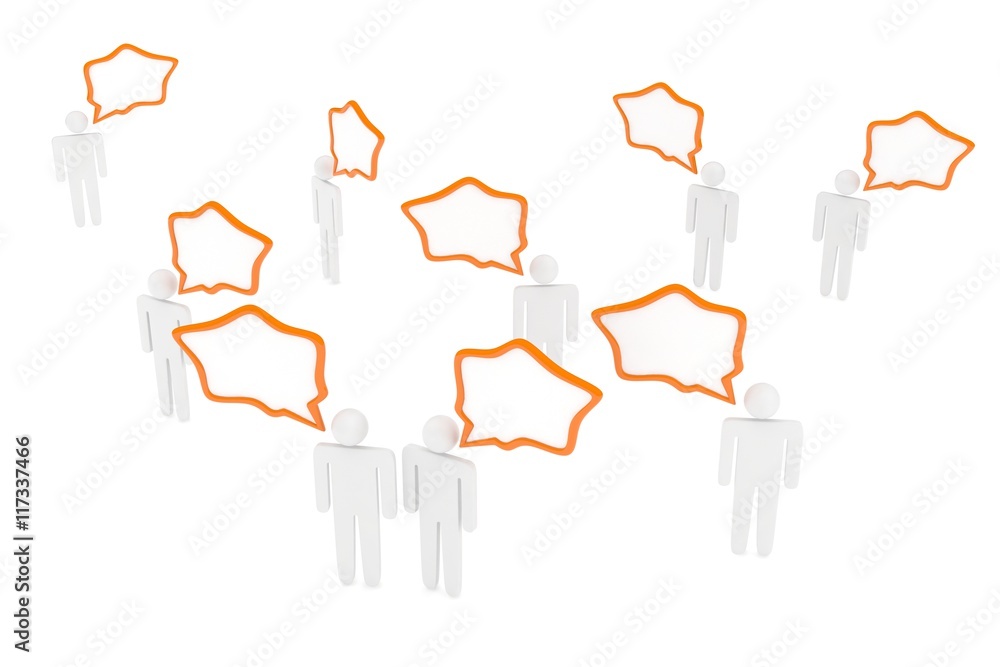 people with talk bubbles isolated over a white background. 3d rendering. people with talk bubbles isolated over a white background. 3d rendering.