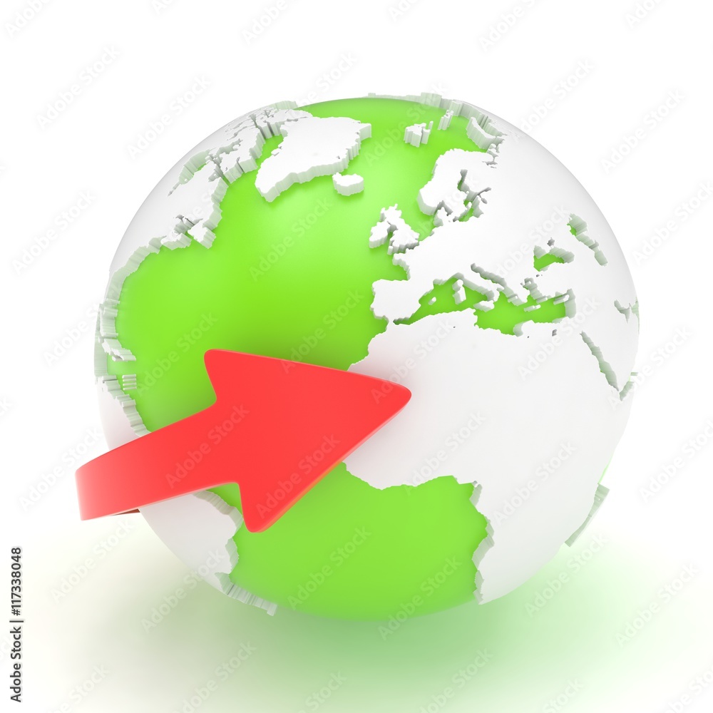 Fototapeta premium Arrow and Earth globe. 3d render