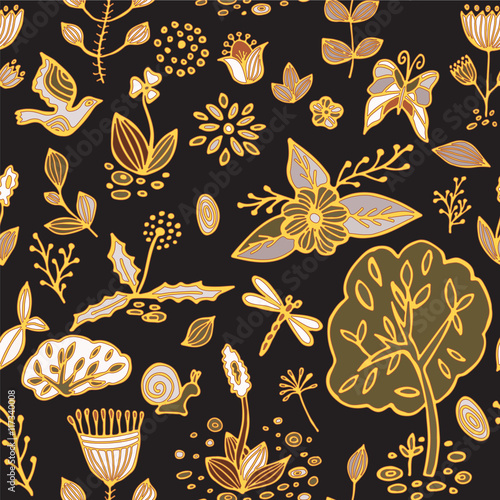 stock vector abstract seamless  pattern. orient floral ornament