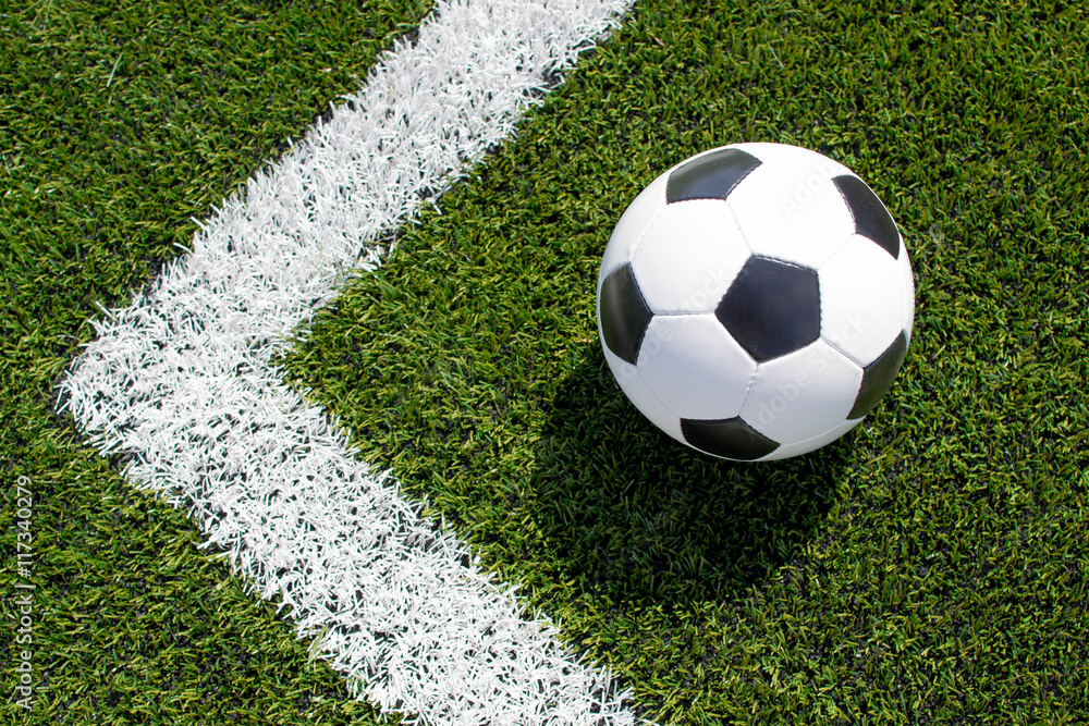 soccer ball on the green field soccer ball on the green field
