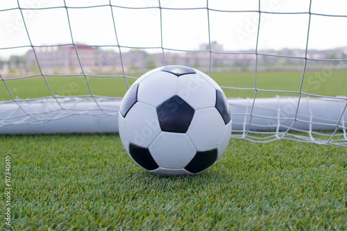 soccer ball in net © StockBox