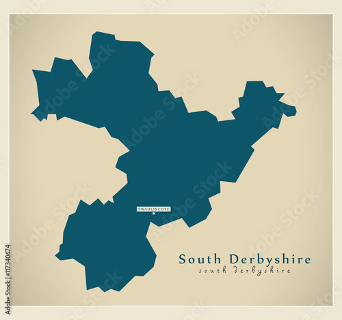 Modern Map - South Derbyshire district UK