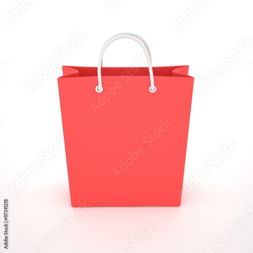 Paper Shopping Bag isolated on white background. 3d rendering.