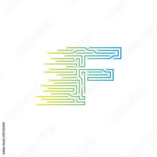 Letter F logo design template technology electronics digital logotype