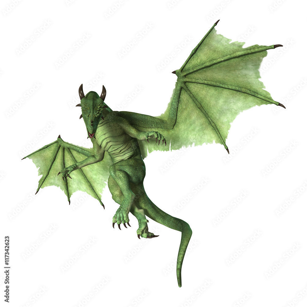 Fototapeta premium 3D Rendering Fantasy Dragon on White