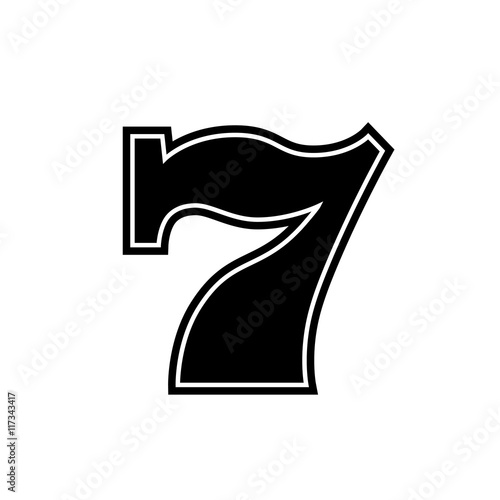 Slot machine seven icon black and white vector illustration