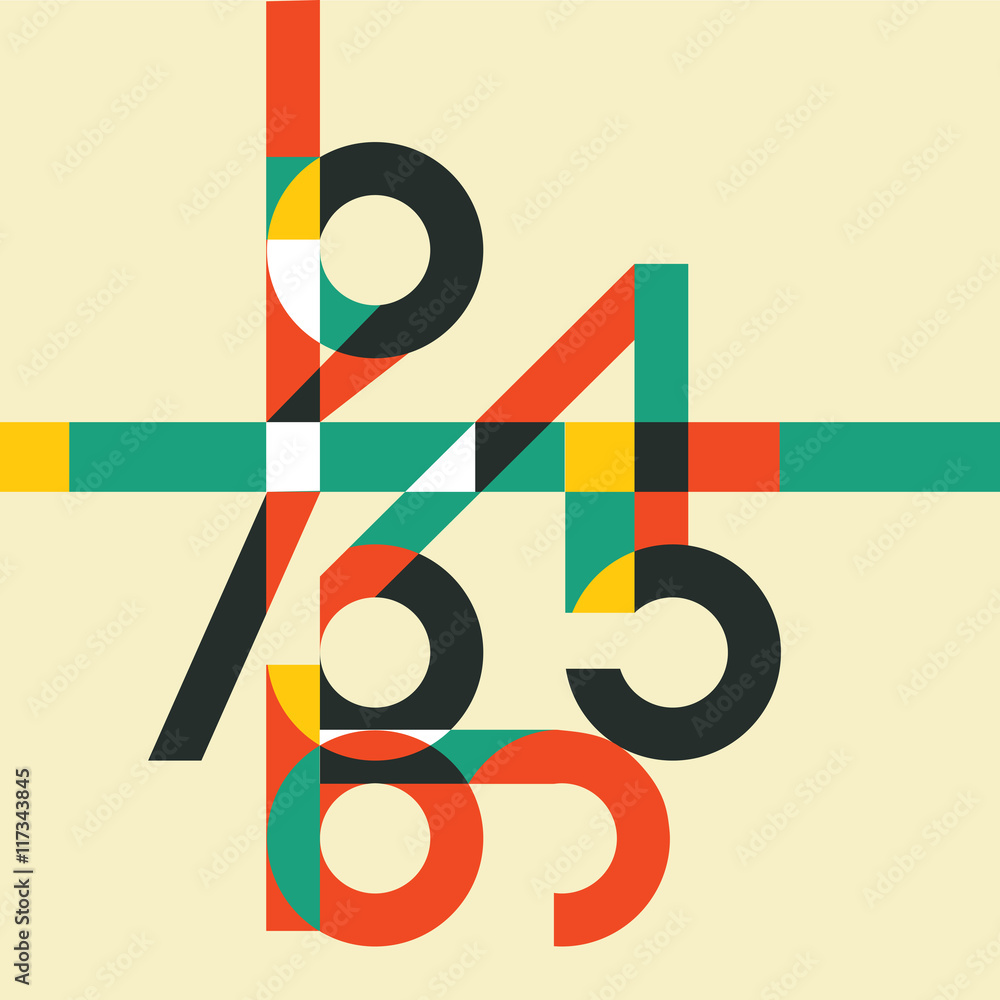 Mathematics background with colorful numbers. Abstract math symbols, vector illustration