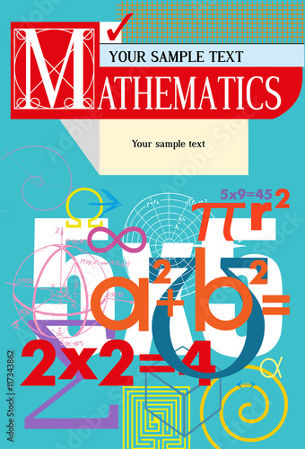 Mathematics. Vector cover. A background from scientific formulas. For book, textbook, notebook, flyers, poster, booklet