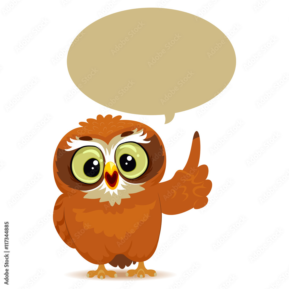 Naklejka premium Vector Illustration of an Owl with Speech Bubble