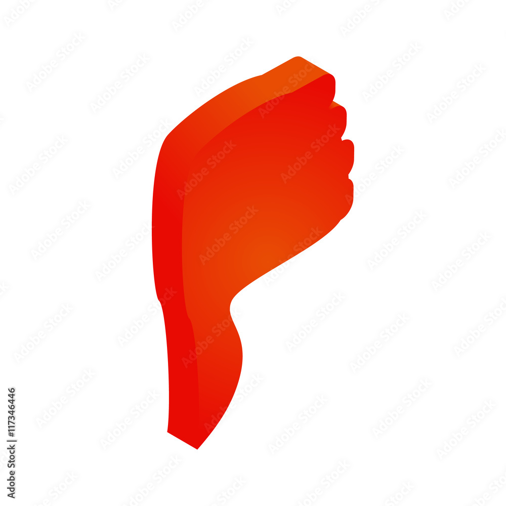 Thumbs down or dislike icon in isometric 3d style isolated on white background Thumbs down or dislike icon in isometric 3d style isolated on white background
