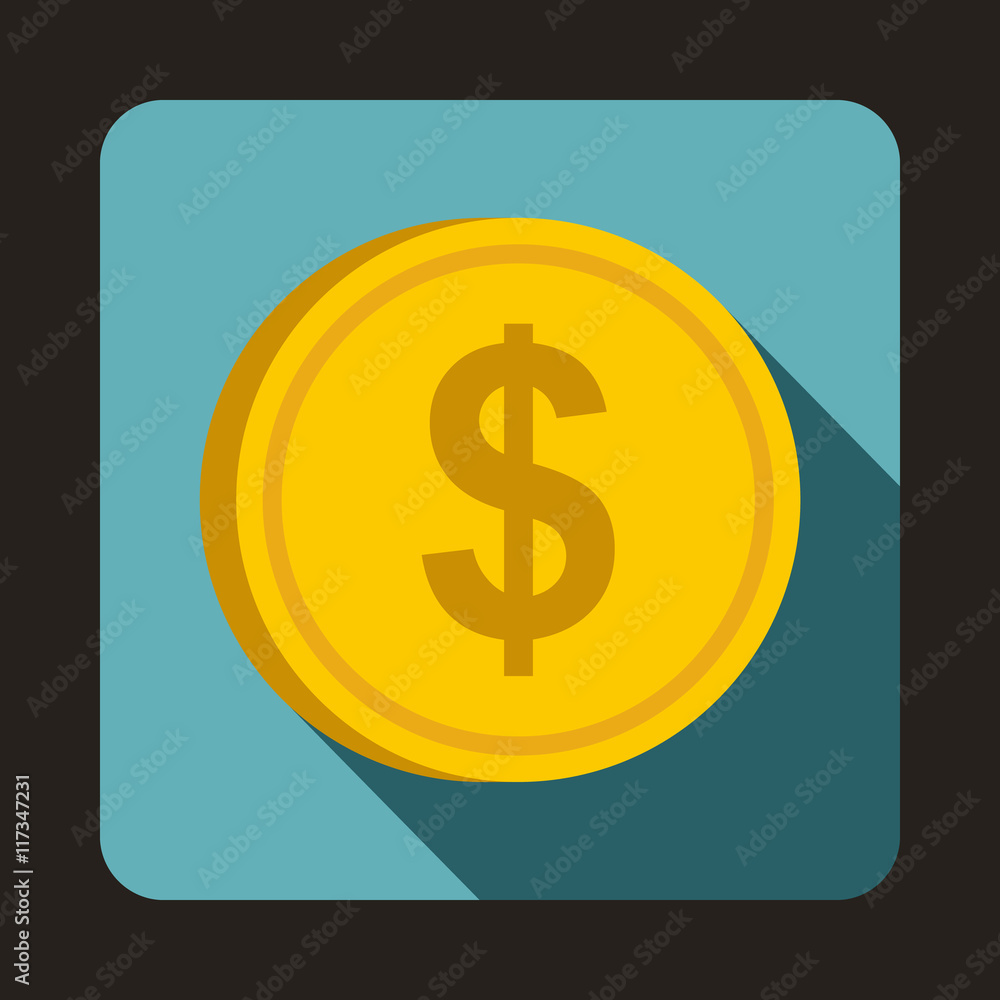 Coin dollar icon in flat style with long shadow. Monetary currency symbol Coin dollar icon in flat style with long shadow. Monetary currency symbol