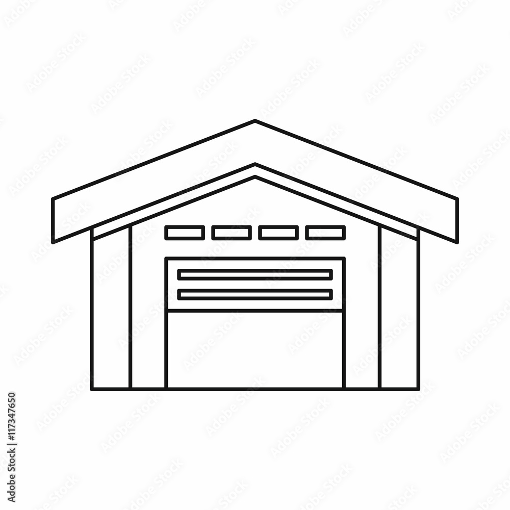 Warehouse icon in outline style isolated on white background. Storage symbol Warehouse icon in outline style isolated on white background. Storage symbol
