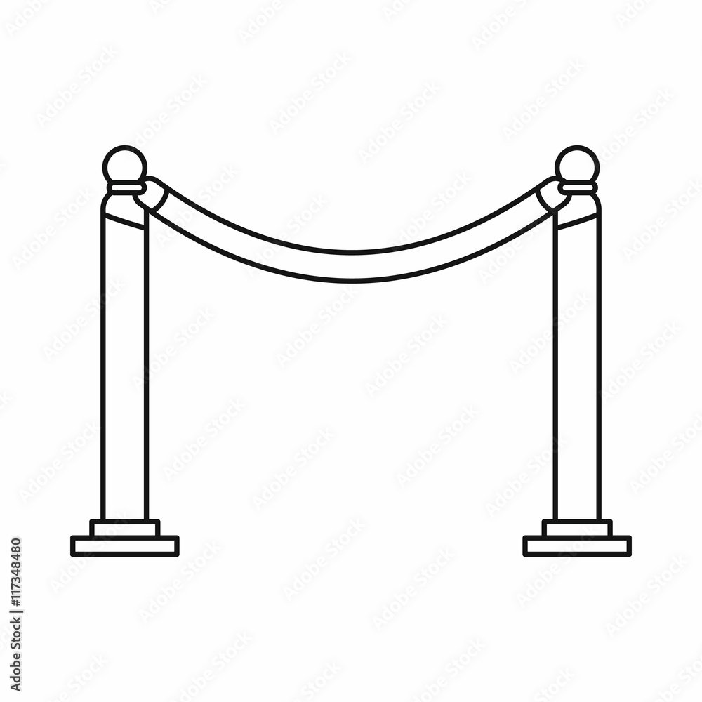 Decorative poles with tape icon in outline style isolated on white background. Decoration symbol Decorative poles with tape icon in outline style isolated on white background. Decoration symbol