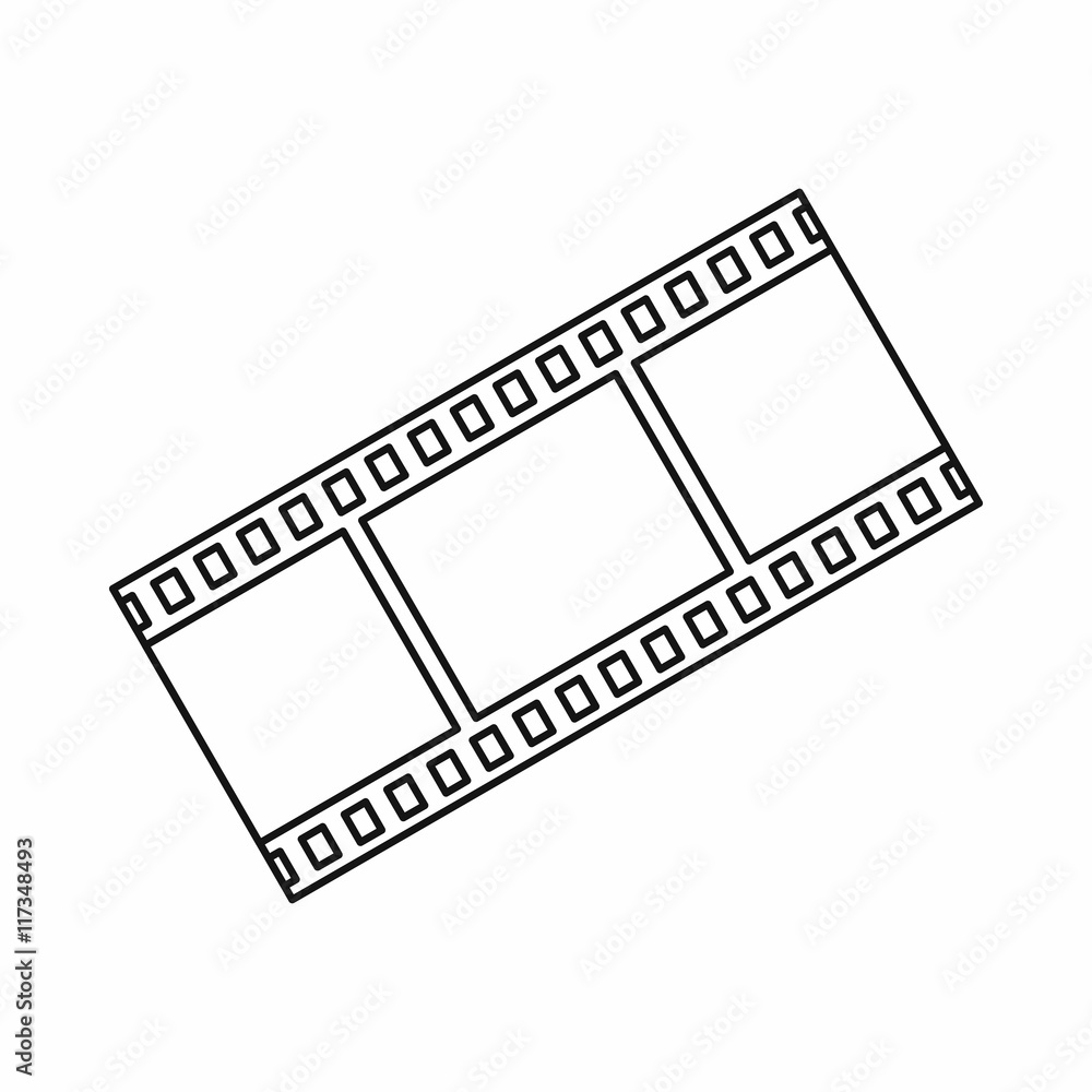 Obraz premium Film with frames icon in outline style isolated on white background. Video symbol