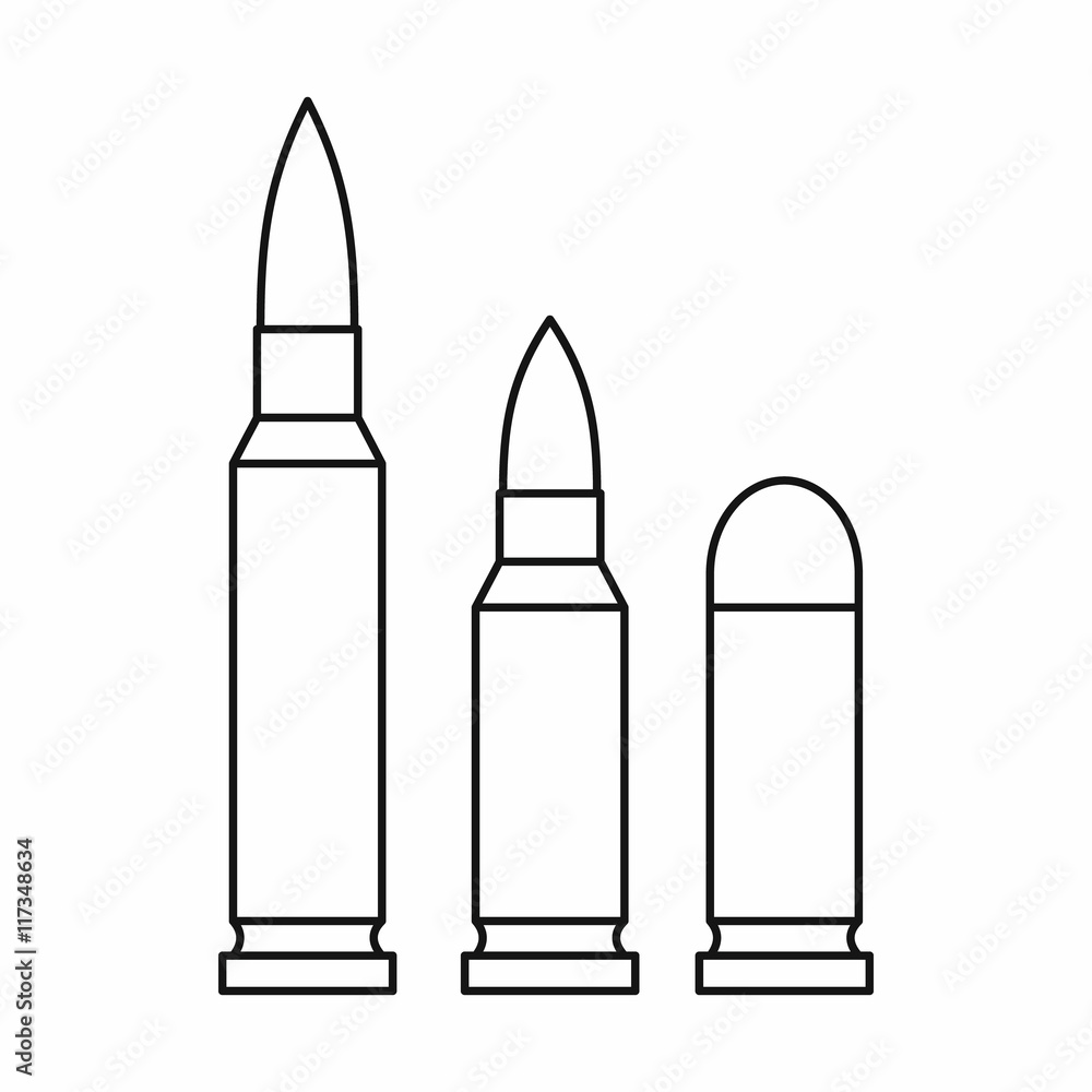 Bullets icon in outline style isolated on white background. Military symbol Bullets icon in outline style isolated on white background. Military symbol