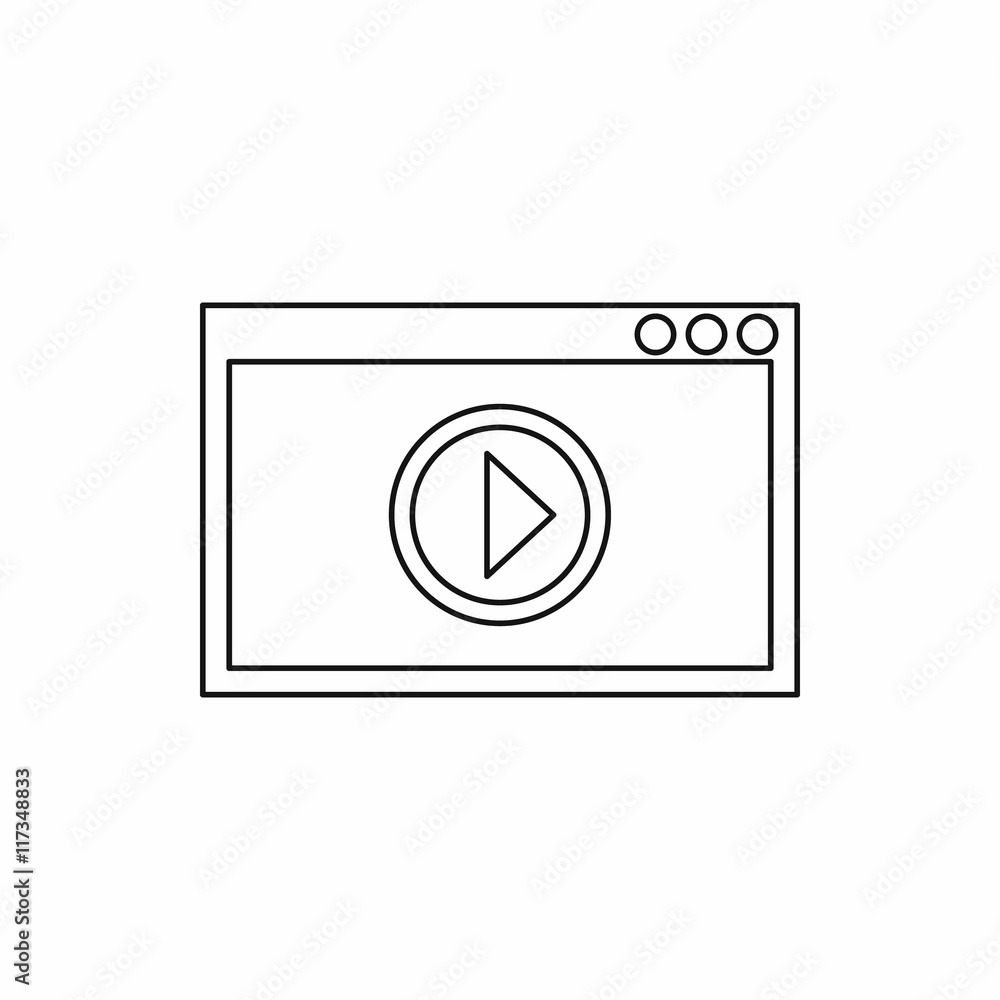Program for display video icon in outline style isolated on white background. Viewing symbol Program for display video icon in outline style isolated on white background. Viewing symbol