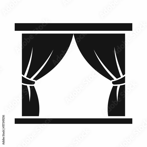 Curtain on stage icon in simple style isolated on white background. Theatre symbol