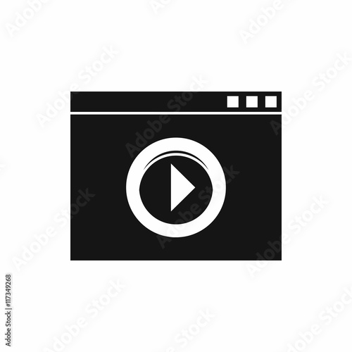 Video player icon in simple style isolated on white background. Movies symbol