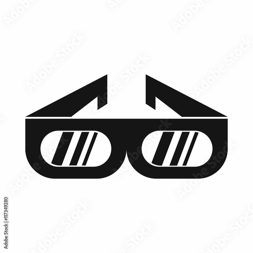 Glasses for 3D movie icon in simple style isolated on white background. Watching film symbol