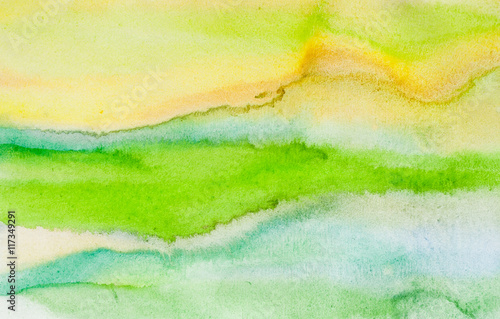 Abstract green and yellow watercolor background