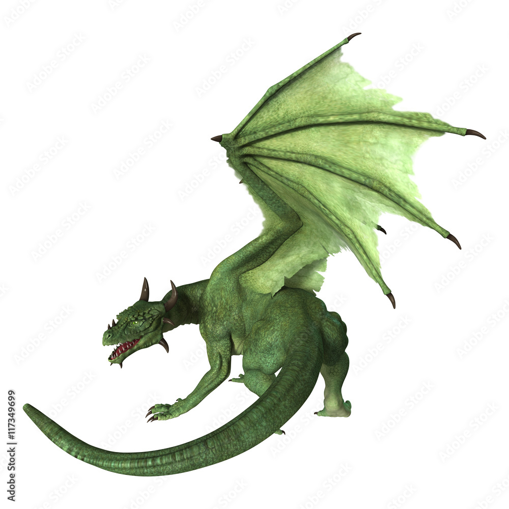 3D Rendering Fantasy Dragon on White 3D Rendering Fantasy Dragon on White