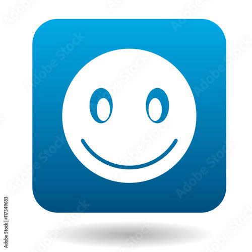 Smiling emoticon icon in simple style on a white background