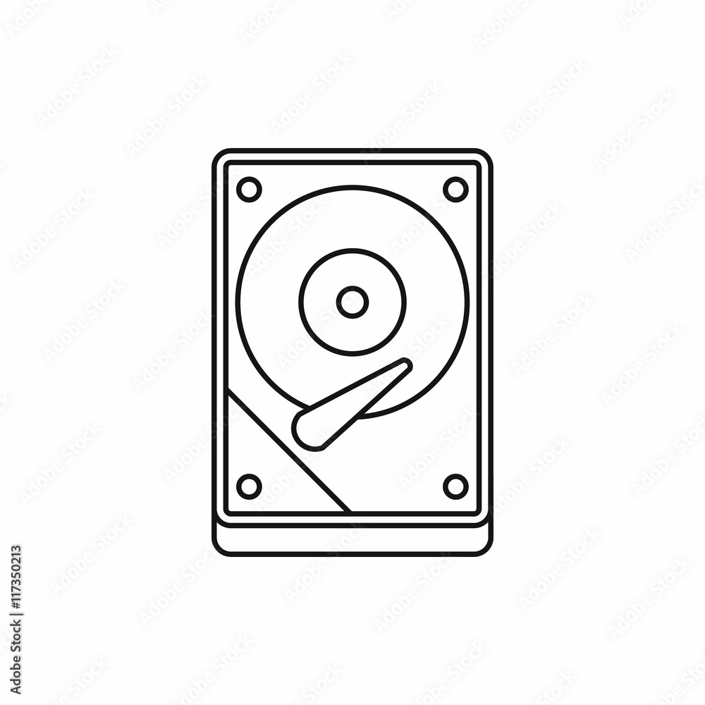 HDD icon in outline style isolated vector illustration HDD icon in outline style isolated vector illustration