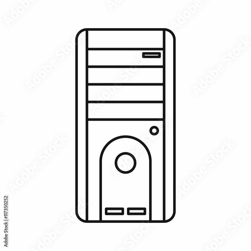 Computer system unit icon in outline style isolated vector illustration