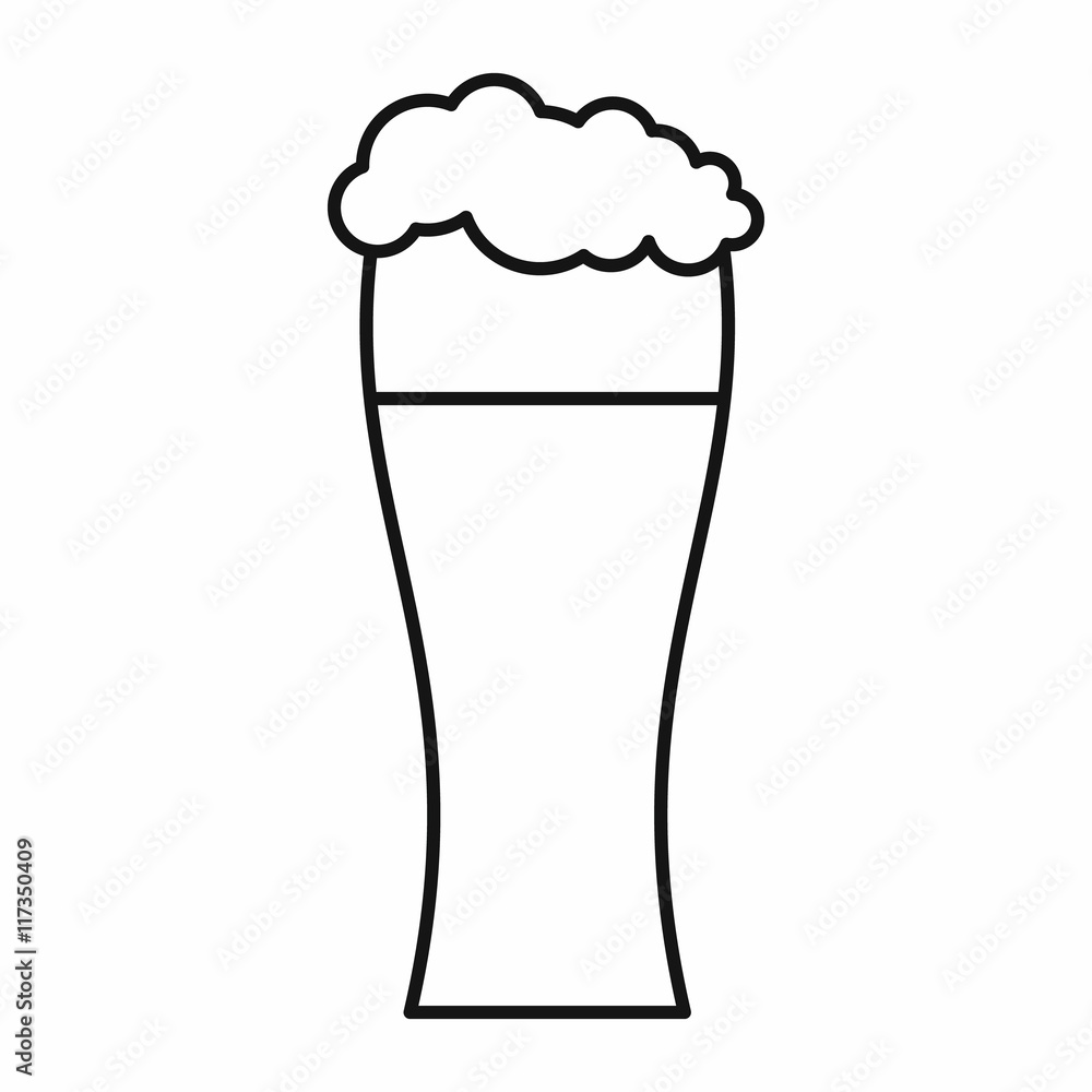Glass of beer icon in outline style isolated vector illustration Glass of beer icon in outline style isolated vector illustration