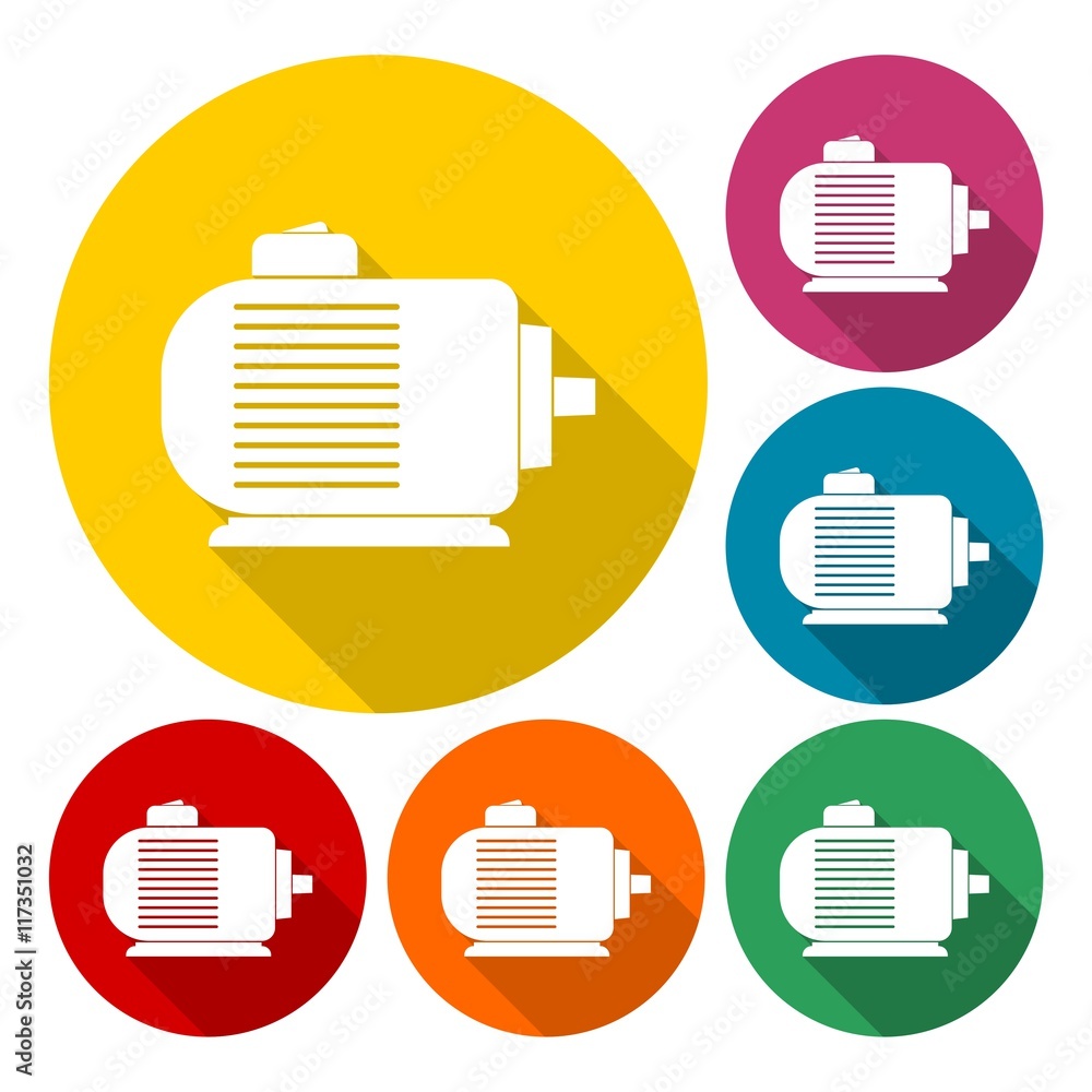 Electric motor icons set Electric motor icons set