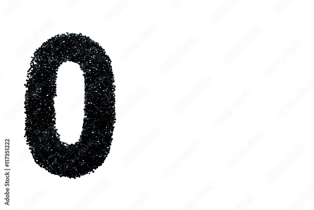 The black beads number 0 Isolated on white background The black beads number 0 Isolated on white background