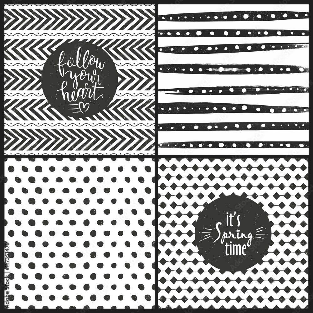 Set of hand drawn doodle patterns.