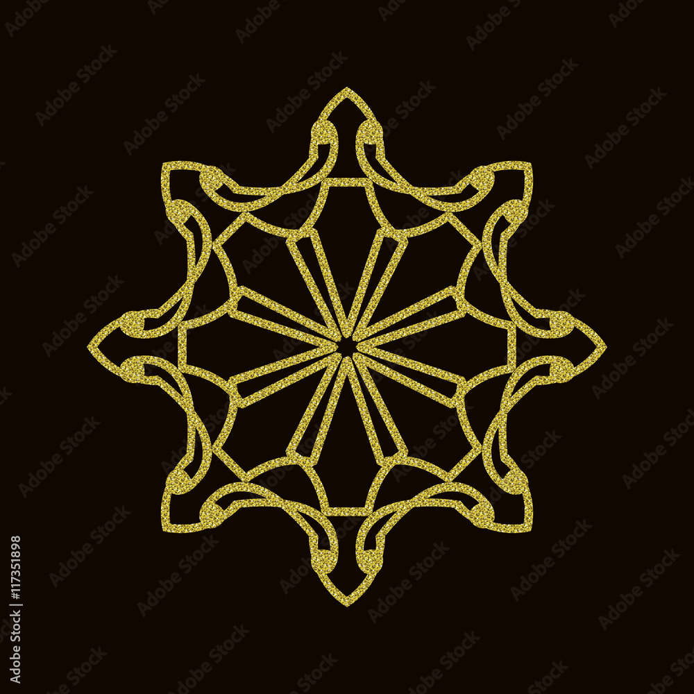 Vector decorative element mandala in golden texture. Vector decorative element mandala in golden texture.