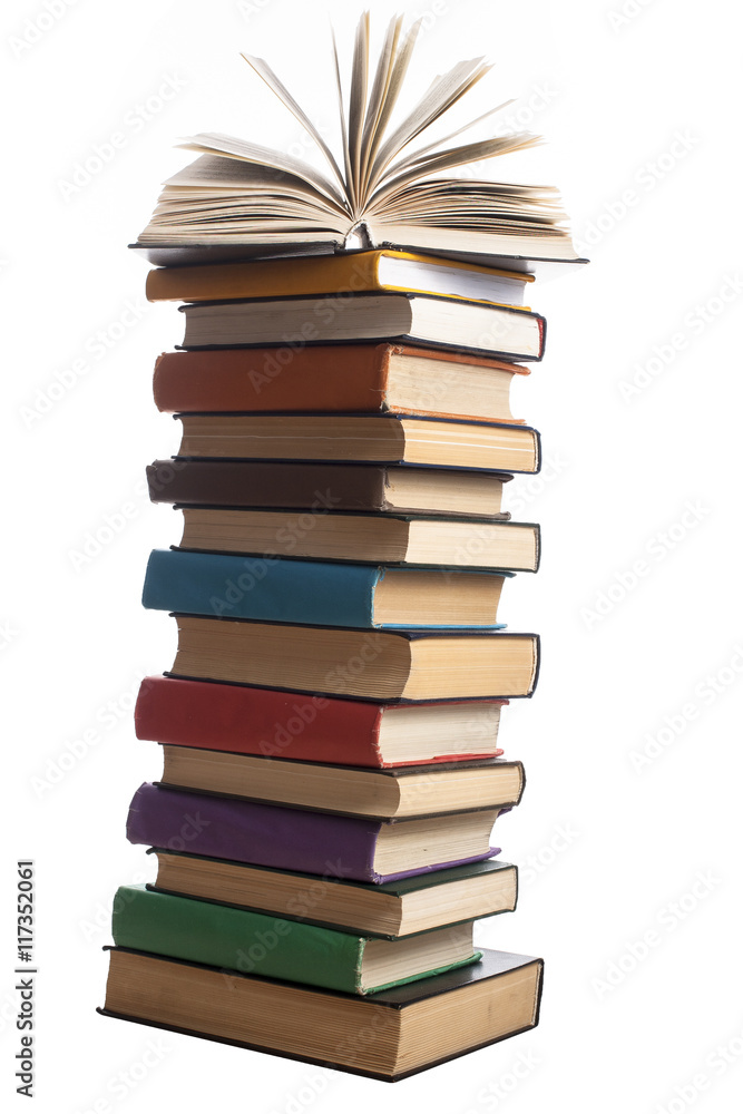 Fototapeta premium Stack of books isolated on white background. Education concept. Back to school.