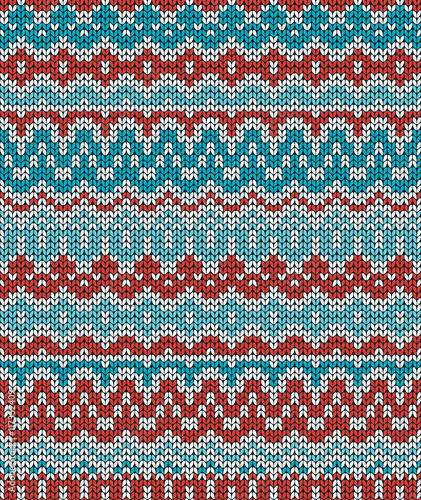 Colorful Christmas knitting pattern. Seamless winter ornament background. Vector illustration.