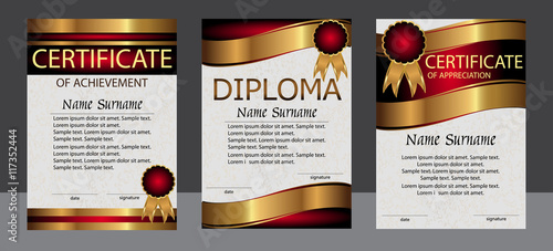 Certificate of achievement, appreciation, diploma vertical templ