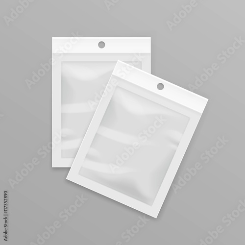 White Sealed Empty Transparent Plastic Pocket Bags with Hang Slot