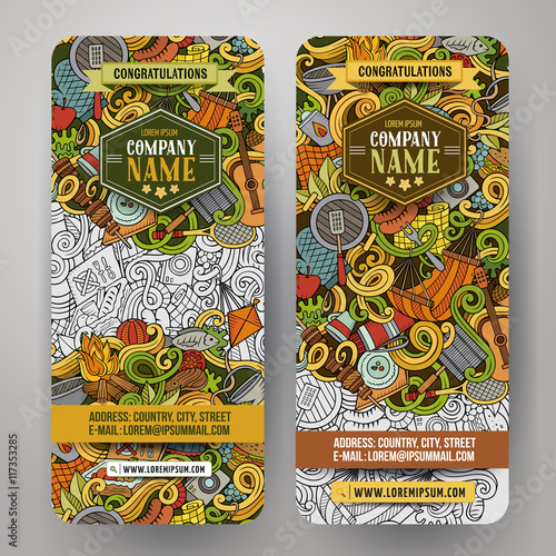 Cartoon vector picnic doodle vertical banners