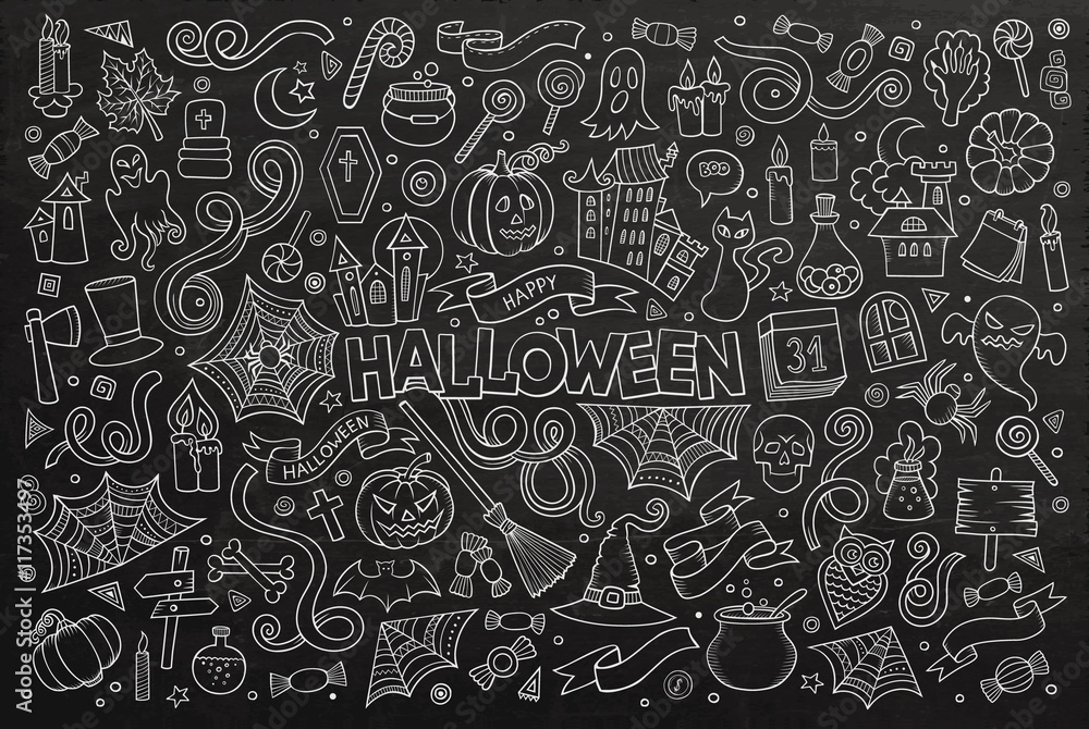 Chalkboard vector hand drawn Doodle cartoon set of objects Chalkboard vector hand drawn Doodle cartoon set of objects