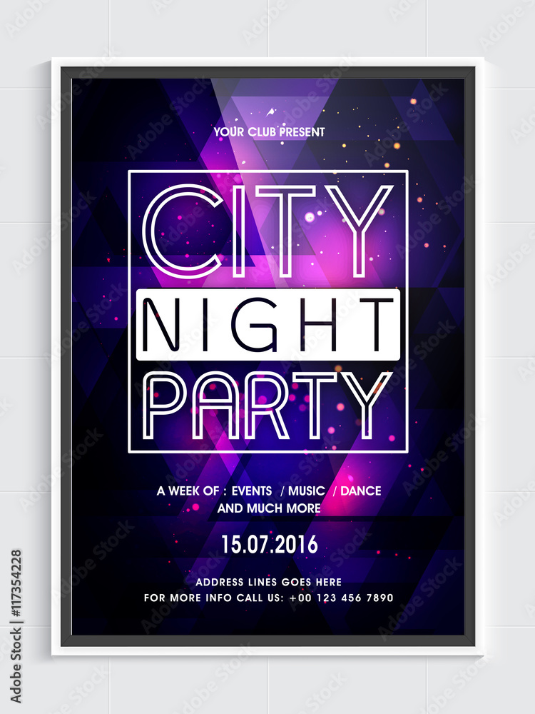 Plakat Night Party Template, Banner or Flyer design.