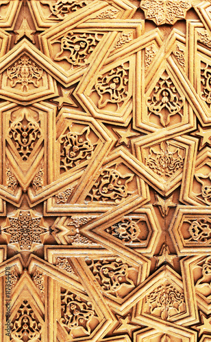 Islamic carving wooden background 