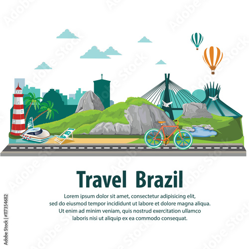 Travel the world by plane. Travel and Famous Landmarks. Brazil. Travel around brazil . photo